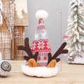 Christmas knitted reindeer hat gift bag with plush pompom and festive Nordic patterns - Red and Grey Knitted Jacquard Reindeer Antlers