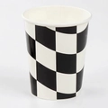 Racing party paper cup featuring classic black and white checkered flag pattern design - Paper Cups 10pcs