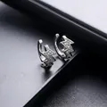 Orecchini a clip a forma di fulmine in argento con zirconi e marchio S925 - Zircone Bianco - Paio / Argento