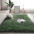 Soft green plush rug for living room on wooden floor with cozy home decor setting - Midnight Green (long Pile Version) / Custom Size (Contact Service)