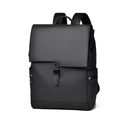 Waterproof matte black minimalist business backpack with buckle closure and side zipper - Black