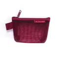 Minimalist cinnabar red nylon mesh coin purse with zipper, size 12x8x3cm - 12×8×3cm / Cinnabar Red