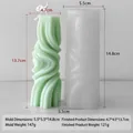 Striped pillar candle silicone mold with light green wave spiral wax finished sample - Wave Cylinder J-1181-1
