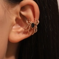 Gothic gold spider ear cuff with black stone accent, non-piercing crawler earring - Spider Ear Cuff (Gold Color) (M-570)