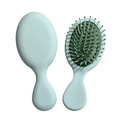 Mini portable hair brush in light blue-green with soft massage air cushion bristles - Mint Green - Elastic Paint