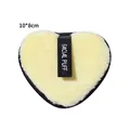 Lemon yellow heart shaped microfiber facial puff with black ribbon strap 10x8cm - Bright Yellow