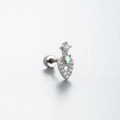Silver titanium steel butterfly stud earring with iridescent zircon teardrop stone - Iridescent Water Drop Style (A115-3#)