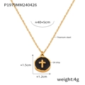 Collana in acciaio al titanio dorato con ciondolo a goccia d'olio nero e croce d'oro - Stile Croce Nera Oro (P1979)