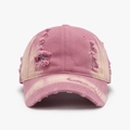 Gorra de béisbol rosa oscuro de algodón lavado con agujeros y efecto desteñido - Rosa
