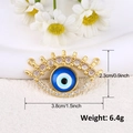 Detail showing dimensions of gold-plated evil eye pendant with blue zircon and size markings - A0271-Wide Radiant Evil Eye