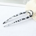 Minimalist U-shaped acetate hair pin with stylish black and grey leopard pattern - Black Leopard Spot