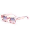 Square full-frame PC sunglasses with transparent pink frame and purple gradient lenses - Light Pink Frame Gradient Grey Lens