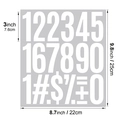 Dettaglio di adesivi numerici bianchi impermeabili da 3 pollici con dimensioni - Numeri (P65) / Bianco