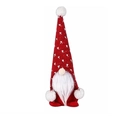 Luminous Christmas gingerbread gnome with red sequin heart hat and white plush beard - Red Polka Dot Knit Hat Rudolph Gnome