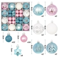 Christmas ball ornament set with blue and pink 6cm spheres and 3cm stars - Blue White Pink