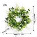 Artificial white flower tulip wreath with greenery measuring 15.74 inches and 210g weight - Diameter 40CM / Wildflower Wreath
