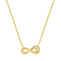 Minimalist gold infinity necklace featuring a sparkling heart-shaped zircon stone - Heart Zircon Infinity Necklace / Gold