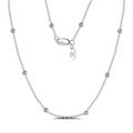 Silver bead chain necklace in S925 sterling silver with lobster clasp and oval tag - Calendered Bead Chain / 51cm-60cm (Inclusive)