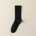 Klassische schwarze Crew-Socken aus Baumwollmischung mit elastischen Rippbündchen - Einheitsgröße / Glatt Schwarz