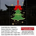 Christmas tree static window sticker with red bow and gold snowflakes in various sizes - Green Tree Merry Christmas
