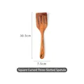 Handcrafted 30.5cm teak wood slotted spatula with natural grain for nonstick cookware - Slotted Curved Spatula
