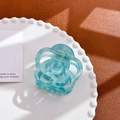Elegant hollow camellia hair claw clip in a stylish blue marbled resin finish - Blue-5.6cm