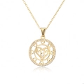 Vista detallada del colgante MOM dorado con diseño de corazón y circonitas - 21801-Colgante MOM Corazón Redondo
