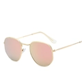 Retro polygon sunglasses with gold metal frame and pink tinted lenses for men and women - Gold Frame Pink Lens
