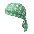 Grass green paisley and snowflake durag with long ties and silk-like stretch fabric - One Size / 3# Snowflake Green