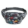 Multifunctional camouflage waist bag in grey with colorful sport typography prints - Gray Graffiti