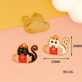 Detail view of Halloween black and white cat alloy charms with 20mm by 25mm dimensions - Halloween Candy Cat / Black