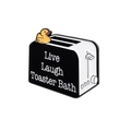 Lustige Toaster-Bad-Ente Emaille-Pin mit Live Laugh Toaster Bath Text auf weißem Grund - Toaster Ente Stil (QHXZ2043)