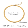 Detalle de la cadena de serpiente plana de 6mm chapada en oro de 18k sobre acero inox - Collar de espiga de 6 mm de ancho (HC-N40755-6mm)