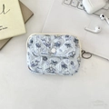Detailed view of light blue quilted mini organizer pouch with marine life prints - Jellyfish