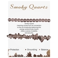 Detail of Smoky Quartz bracelet set with round beads and irregular chips on display card - Smoky Quartz
