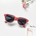Chic red and white checkered cat eye sunglasses with dark UV protection lenses - Checkerboard Red