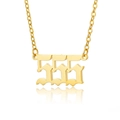 Gold stainless steel necklace with 555 angel number pendant in Old English font - 555 Necklace / Gold