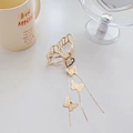 Elegant gold metal butterfly hair claw clip with dangling fringe and butterfly charms - Model L Gold 8cm