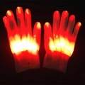Detail showing red LED glowing fingertips on knitted gloves in dark environment - Red Light (1 Piece)
