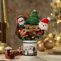 Christmas plush gift bouquet featuring Santa and gingerbread man in a festive white bucket - Style 10