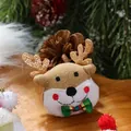 Plush Christmas reindeer brooch with golden antlers and a green red plaid bow decoration - Cute Reindeer - No Brooch (Patch)
