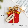 Wooden Christmas gift box ornament with JOY tag and bow, 8x6cm festive decoration - Gift Box Tag (Style J)