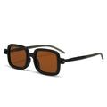 Modern square sunglasses with black frame and olive green two-tone temples - C4-Sand Black-Tea Lens