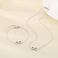 Polished stainless steel infinity symbol necklace and bracelet jewelry set on fabric - Steel Color Set (KS223539-Z)