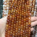 Natur-Achatperlen in Orange für DIY-Schmuckherstellung, runde Edelsteinperlen - Originalfarbe Roter Achat A57 / 4mm (ca. 88 Perlen)