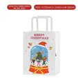 Sacchetto regalo di Natale con Babbo Natale e renne, misura 27x21x11 cm - Carillon di Natale-Bianco