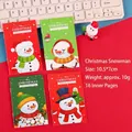 Set di mini taccuini natalizi con quattro illustrazioni di pupazzi di neve in rosso e verde - Pupazzo di Neve