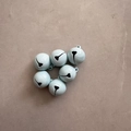Six light blue 14mm round metal bells with glossy paint finish for DIY pet accessories - Sky Blue