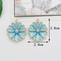 Light blue daisy charm pendant 2.8x2.4cm with gold center for DIY jewelry making - 2.4CM×2.89CM / Lake Blue