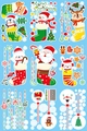 Pegatinas navideñas estáticas para ventanas con Papá Noel y renos para decoración festiva - Conjunto Combinado de Dibujos Animados de Navidad